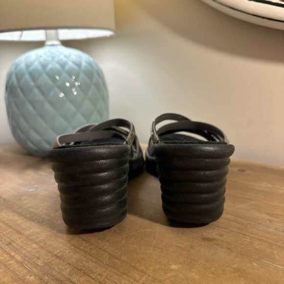 Skechers Women's Black and Silver Wedge Sandals - Picture 2 of 5